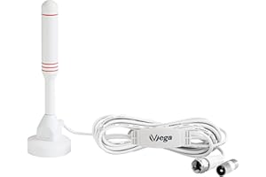 VSG® Antena DVB-T2 HD y Amplificador Activo 30DBi / 30DBi Power-Plus / AVK20-Smart/núcleo masivo de Aluminio/DVB-T2 & DVBT2-HD/Base magnética y Cable de 3 m/para Todos los Dispositivos DVB-T2