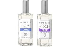 BERDOUES - Lot de 2-1902 Eau de Cologne Violette + 1902 Eau de Cologne Lavande. Fraîches et Florales, Made in France, Sans colorant Parfum femme et homme. Vaporisateur 125ml