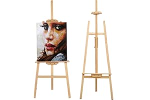 ZANGE Durable Studio Easel 59 Inch 1.50M Pine Wood Wooden Sturdy Canvas Picture Holder Stand with Movable Bar for Painting Sketching Drawing Displaying Exhibition