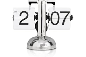 HERCHR Flip Desk Clock, Retro Digital Flip Down Clock, Retro Minimalista Singolo Piede Meccanico Automatico Flip Clock Orologio da Tavolo Display Digitale per Soggiorno Domestico(Bianco)