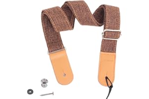 Rufun Ukulelegurt Retro Mädchen Baumwolle Leinen Leder Ukulele Gurt Gurtsicherungen Einstellbar Retro Mini-Gitarre