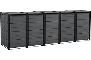 Keter Pojemnik na śmieci Hide Away | 1200 litrów, elastyczna rozbudowa | stalowa rama | ze sprężynami gazowymi | antracyt | naturalny wygląd drewna | odporny na warunki atmosferyczne i bezobsługowy |