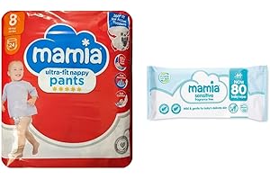 TRIZINGA Mamia Size 8 Nappy Pants 24 Pack + 80 Fragrance Free Baby Wipes