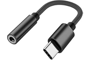 PADCR USB C Kopfhörer Adapter, USB-C zu 3,5mm Klinke Kopfhörer Audio Adapter, Universell Schwarz