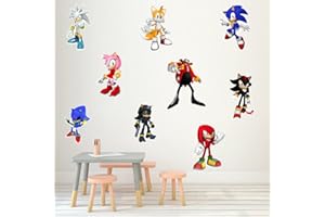 GRENRIC Sonic Wall Decals Sticker,Children Cartoon Bedroom Background Wall Decoration Self Adhesive Wall Sticker,Hedgehog Video Game Sticker Birthday Party Supplies