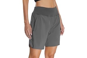 Mesing Pantalones Cortos Mujer Deporte Cintura Alta Running Fitness Shorts Deportivos Transpirable Calzoncillos Interiores y Bolsillos Traseros con Cremallera