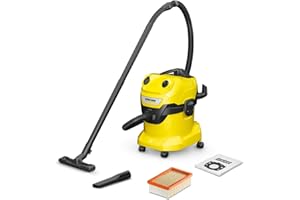 Kärcher Aspiradora en seco y húmedo WD 4 V-20/5/22, Potencia: 1000 W, depósito de plástico: 20 l, Manguera aspiración: 2,2 m, función soplado, Boquilla para Suelos y Ranuras, Bolsa Filtro de Fieltro