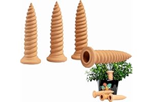 MKNZOME Automatic Plant Waterer, 4 Pack Terracotta Self Watering Plant Spikes Plant Watering Devices for Wine Bottles Vacation Clay Plant Garden Watering Stakes for Indoor & Outdoor Plants