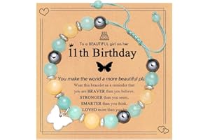 boocooberg 12 Year Old Girl Gifts, Gifts For 12 Year Olds Girls, With Message Card Natural Stone Butterfly Bracelet For Daughter Granddaughter Sister Friend,Birthday Gifts For Girls