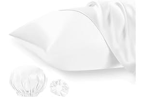 ‎SEIWOHL Seiwohl Satin Kissenbezug 40 x 80 2er Set, Weich wie Seidenkissenbezug Silk Pillowcase, Vegane Seide Kopfkissenbezug Kissenhülle Haarschutz für die Nacht mit Haargummi und Haarhaube, Weiß
