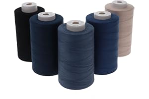 SEWFIL Dacor 120-5 conos de hilo de coser de poliéster - Pack de 5 bobinas (5 x 5.000 metros) - Mix 03 Indigo
