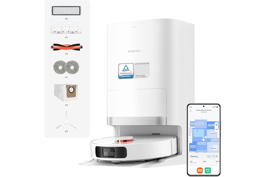 Xiaomi Robot Vacuum X20+, Robot Vacuum Cleaner, All-in-one Smart Station, 6,000 Pa Suction, 3D Laser Navigation, Floor Washing and Cleaning with Double Rotary Cloth, App Control