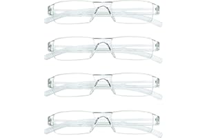 Hubeye 4 Pack Frameless Reading Glasses Ultralight Transparent Rimless Blue Light Blocking Computer Reader 2.50