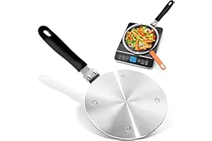 Gocoffun Hitzediffusorplatte für Gasherd, Edelstahl, Induktions-Adapterplatte mit abnehmbarem Griff, für Kochgeschirr, Simmer, Ring, Induktionsherdplatte, Wärmeverteiler (24 cm)