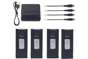 BLLRC 4PCS 3.7V 1800mah Lithium Battery with 4 in 1 Charger for E88 E88PRO E88MAX E525 E99 E99PRO P1 P5PRO K3 S1 P8 RC quadcopter drone accessories spare li-ion battery