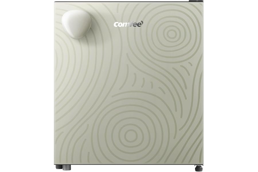 COMFEE' RCD48GF2EUY(E) Refrigerador Mini 43L Compact, Una Puerta, Diseño Retro, Compartimiento Enfriador, Termostato Ajustabl
