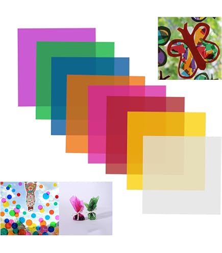 Papier Vitrail Coloré 120 Feuilles 19x19cm - 8 Couleurs Pour Bricolage, Décoration, Emballage