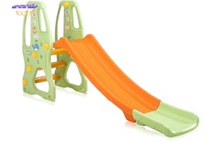 Baby Vivo Kinder Rutsche Gartenrutsche Kleinkinderrutsche Kunststoff abgerundete Ecken & Kanten für Indoor & Outdoor in Orange/Grün
