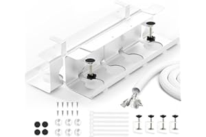 BANNIO Raccogli Cavi Scrivania, Set da 2 Portacavi Sotto Scrivania senza Forare, Nascondi Cavi Scrivania, 43cm Canalina Passacavi Scrivania, Cable Management per Cavi Ordinati, Bianco