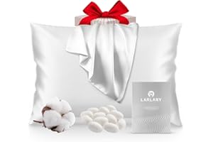 Larlary Jedwabna poszewka na poduszkę, 90% jedwab, 10% bawełna, miękka i hipoalergiczna, biała, 50 x 75-90%