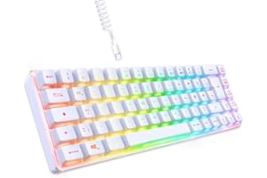‎EMPIRE GAMING EMPIRE GAMING - K208 Kompakte TKL-Kabelgebundene Tastatur (DE-QWERTZ) 69 Tasten RGB - Abnehmbares USB Type C Kabel Plug & Play - PC/PS4/PS5/Xbox - 23 Anti-Ghosting-Tasten (Weiß)