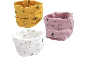 DEBAIJIA Sciarpa Scaldacollo in cotone per Bambini Neonati Infantili Multiuso Modo Cute Morbida e Calda Fazzoletto ad Anello Collare Cartone Animato Autunno Inverno 3 pezzi per 0-8 anni 40 * 20cm