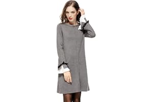 Paskyee Robe Pull en Tricot à Manches Longues à Manches évasées pour Femmes (Taille S-5XL,EU36-52)