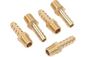 LTWFITTING Mässing Hullingförsedda Koppling/Kontakt 1/8-Inch Hane BSPT x 1/4-Inch(6mm st) Slang Hulling för Bränsle, Gas och