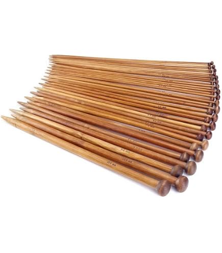 Aiguilles à Tricoter En Bambou Plassard N°6 - Longueur 40 Cm, Paire Unique - Parfaites Pour Les Projets Tricot