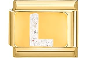 papasgix Italian Charms Gold Module Buchstaben A-Z für 9mm Italian Charm Bracelet DIY Italian Style Charms für Damen Italienisches Charm Armband Zubehör Junge Mädchen Geschenk