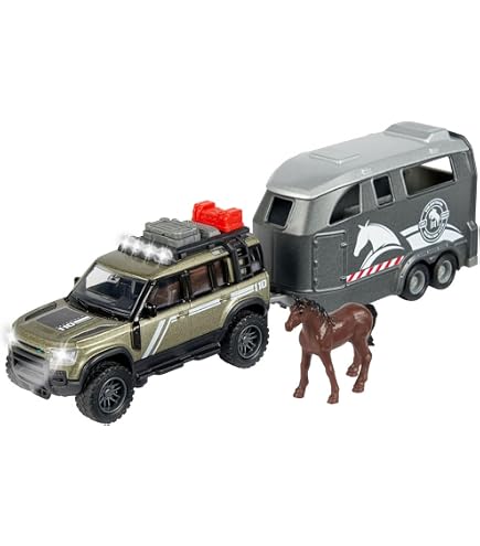 Jouet Camion Police VW Transporter Avec Remorque Cheval - Die-cast Pull-back 28 Cm - Enfants 3 Ans Et Plus - Marque Kids Globe - 5