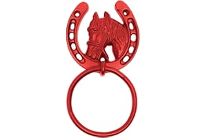 Perry Equestrian Coloured Horse Shoe Tie Ring - Stable Horse Pony Tie Up Ring (Red)