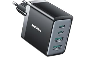 Rocoren Ładowarka USB C GaN, 45 W, 4 porty szybkie ładowanie, wieloportowa ładowarka PD3.0 typu C, kompatybilna z iPhone 15/15 Plus/15 Pro/14/13, Samsung Galaxy S24, S23, S22, S21, S20, iPad Pro,