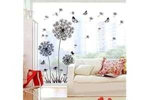 ufengke® Tarassaco Neri e Farfalle Che Volano Nel Vento Adesivi Murali, Camera da Letto Soggiorno Adesivi da Parete Removibili/Stickers Murali/Decorazione Murale