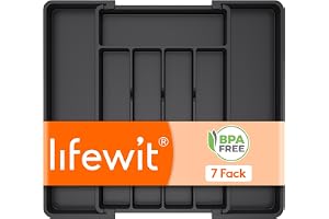 Lifewit Besticklåda för Låda, Plastlådinsats Justerbar Lådinsats Bestickförvaring, Adjustable Kitchen Cutlery Organizer för Skedar och Gafflar, 24-41 x 34 cm