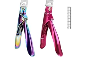 Litoott 2Pcs Vibrant Stainless Steel Acrylic Nail Clipper with Magnets, Professional High Precision Nail Clippers for Nail Tips, Salon Home Nail Art