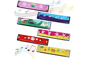 UptVin 6 Stück Mundharmonika, Mundharmonika-Spielzeug für Kinder, Cartoon Mundharmonika C-Dur, 16 Löcher Zweireihig Diatonisch, Geeignet für Anfänger, Festival, Geschenke für Kinder