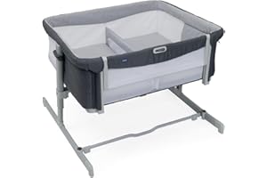 Chicco Next2Me Twins, łóżeczko dziecięce boczne na spinki do mankietów, 2 materace, ramię, które można otworzyć jedną ręką, 11 poziomów wysokości, drążek działowy z wkładkami siatkowymi, 0-6 miesięcy