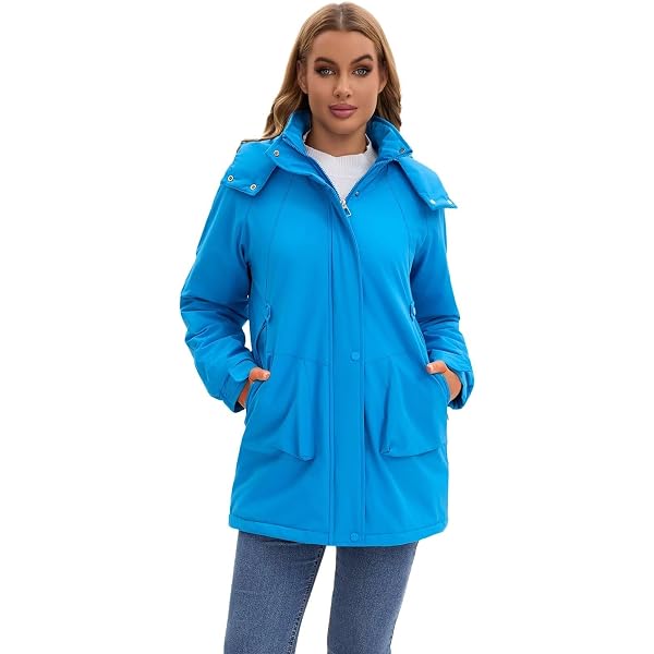 Veste D'hiver Randonnée BOTCAM Veste De Pluie Doublée Chaude Pour Femme : Parka De Pluie Avec Polaire Longue Veste à Capuche Légère, Imperméable, Respirante, Coupe-vent, Veste Fonctionnelle 3 En 1 Parka Pour