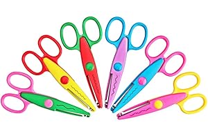 Asdirne Ciseaux pour enfants, Ensemble de 6 Ciseaux Pour Enfants, Ciseaux Dentelés Pour Enfants, Ciseaux de Coupe en Zigzag