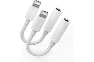 ZOYUZAN Confezione da 2, adattatore per cuffie Dongle a jack da 3,5 mm, connettore audio AUX per iPhone 12/11/XS/X/8/7/pro/xr/SE/MAX/PLUS Lightning compatibile con iPad accessori musicali per auto cuffie