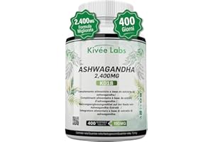 KivéeLabs 400 compresse di Ashwagandha ad alta potenza | 2400 mg per compressa con concentrazione 50:1 | VEGAN - Senza glutine - Non OGM.