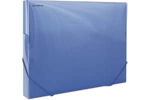 DONAU 8545002PL-10 pudełko na dokumenty, pudełko na dokumenty z gumowymi napinaczami narożnymi, wykonane z tworzywa sztucznego/PP, 700 μm, niebieskie, przezroczyste, do DIN A4, szerokość grzbietu, 30