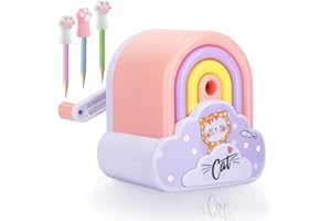 TCJJ Anspitzer Mit BehäLter Für Kinder, Katzen- Bleistiftspitzer FüR Haus Und Klassenzimmer, Schön Anspitzer Mit Kurbel, Anspitzer Kinder Mit SchulzubehöR FüR MäDchen