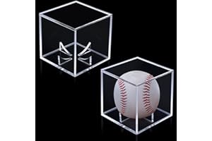 YWQQ 2 Pcs Baseball Storage Case,Square Baseball Display Case,Practical Transparent Display Stand, Acrylic Box for Tennis Ball Softball Ping Pong Ball