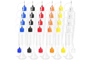 MAOXINTEK Faconi Applicatore Punta di Precisione Multiuso Fai da Te quilling,Pittura Artigianale, Bottiglia dell'oliatore dell'ago, compreso 30 punte colorate e 5 pezzi mini imbuto (30ml / 1 oz)