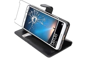 ebestStar - Funda Compatible con Huawei Mate 10 Lite 2017 Carcasa Cartera Cuero PU, Funda Billetera Ranuras Tarjeta, Función Soporte, Negro + Cristal Templado [Aparato: 156.2x75.2x7.5mm 5.9"]