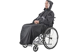 SH-RuiDu Poncho impermeabile per sedie a rotelle Mantello-Mantello di pioggia con cappuccio manica strisce riflettenti impermeabile per anziani e pazienti