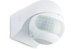 SEBSON Sensore Movimento Esterno IP44 - Montaggio a Superficie, Adatto a LED, programmabile, orientabile - Portata 12m/180°, 3m/360° (2 Sensore PIR)