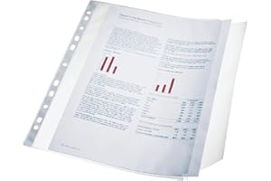 LEITZ Esselte - 17939 - Lot de 10 Pochettes perforées à rabat latéral en Polypropylène grainé - A4 - 90 µ - Transparent